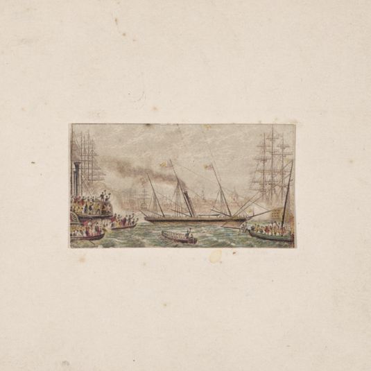 Needle-box Print:  The Royal Fleet in Kilkenny Bay (?)