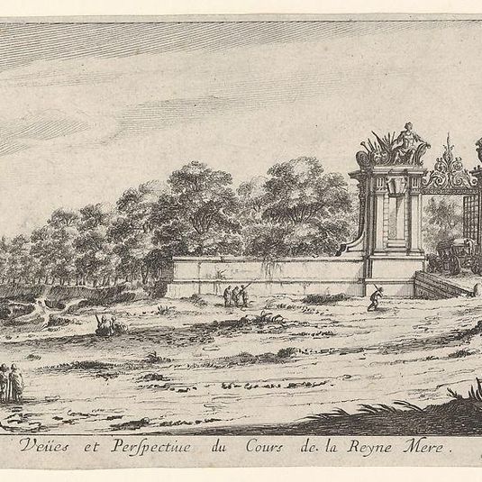 View of the gate of the residence of the Queen Mother, from the series 'Views and new perspectives, drawn from the most beautiful places of Paris and environs' (Veües et perspectives nouvelles, tirées sur les plus beaux lieux de Paris et des environs)