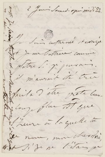 Juliette Drouet à Victor Hugo, 2 juin samedi après midi 2h 1849