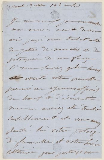 Juliette Drouet à Victor Hugo, 13-14 octobre lundi matin 10h 1/2 1850