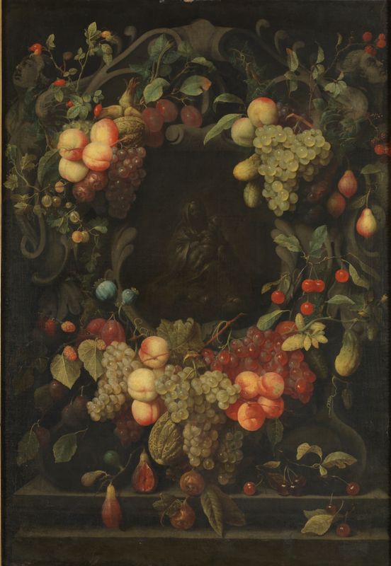 The Virgin with the Child inside a festoon of fruit