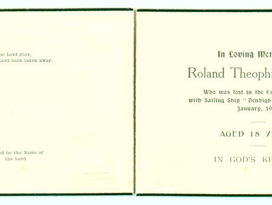 In Memoriam card for Roland Bryant