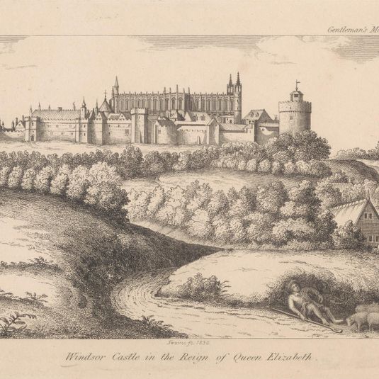 Windsor Castle in the Reign of Queen Elizabeth, engraved for Gentleman's Magazine