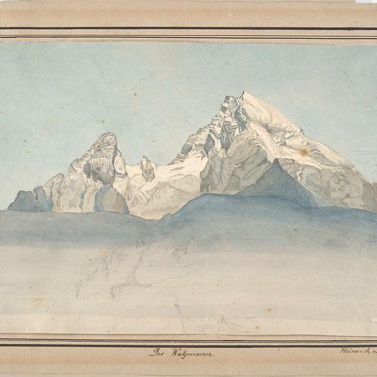 The Watzmann seen from the North-East, and Some Sketches of a Mountain; verso: Sketch of the Church of Sankt Bartholomä at the Königsee at the foot of the Watzmann Seen from the East