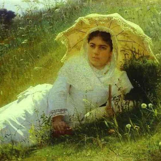 Woman with an Umbrella (In the Grass, Midday)