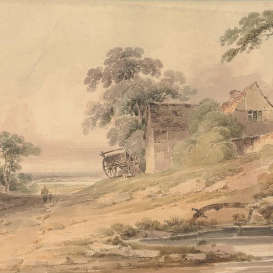 Landscape with Farmhouse, Figures and Pond