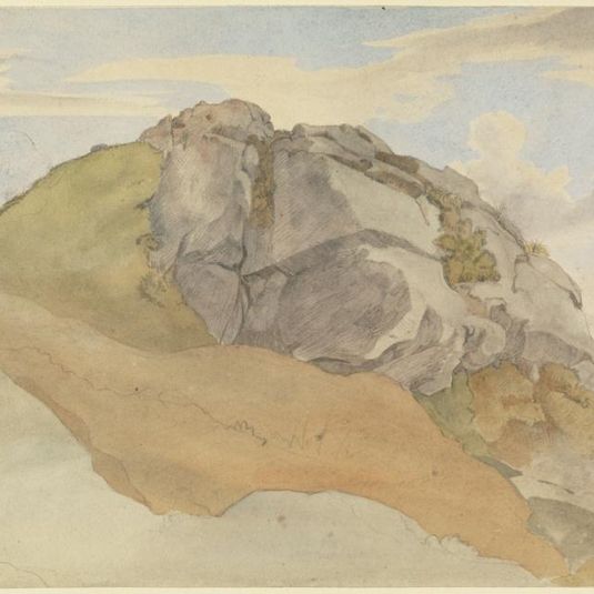 Rocky Outcropping (recto); Rocky Forest with Strollers (verso)
