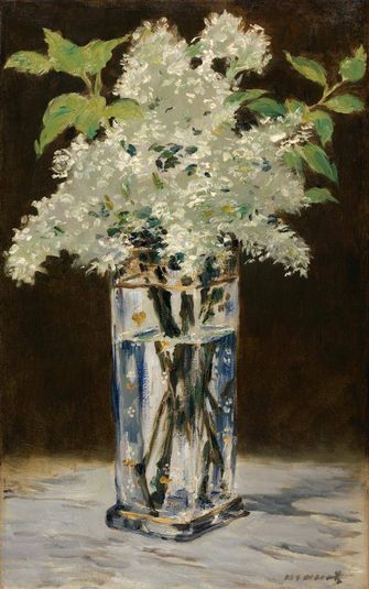 White Lilacs in a Crystal Vase