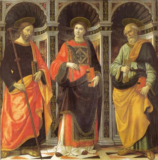 Saint Étienne entre les saints Jacques et Pierre