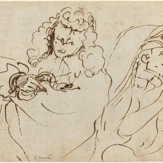 Caricature with Mola Protecting Himself from a Man Holding a Viper