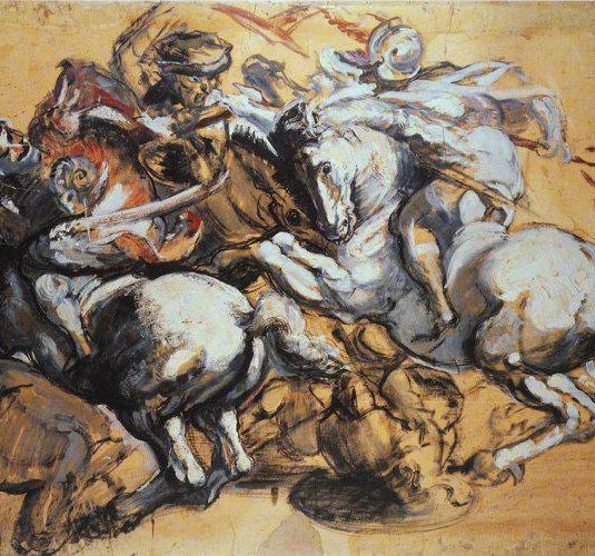 Μελέτη Του Έργου Του Da Vinci "Η Μάχη Του Anghiari" Από Το Σχέδιο Του Rubens