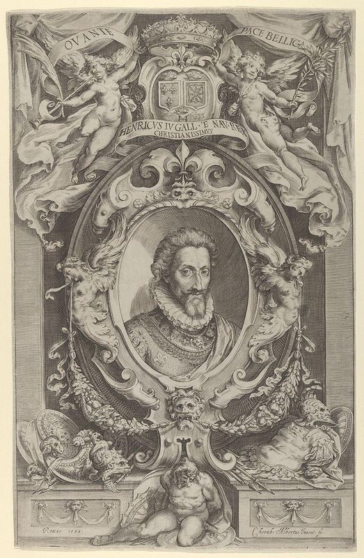 Portrait of King Henry IV of France in a decorative border