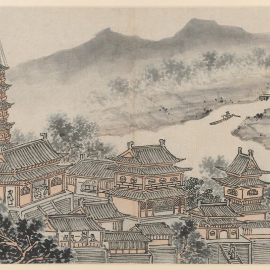 The Thousand Buddha Hall and the Pagoda of the "Cloudy Cliff" Monastery, from Twelve Views of Tiger Hill, Suzhou
