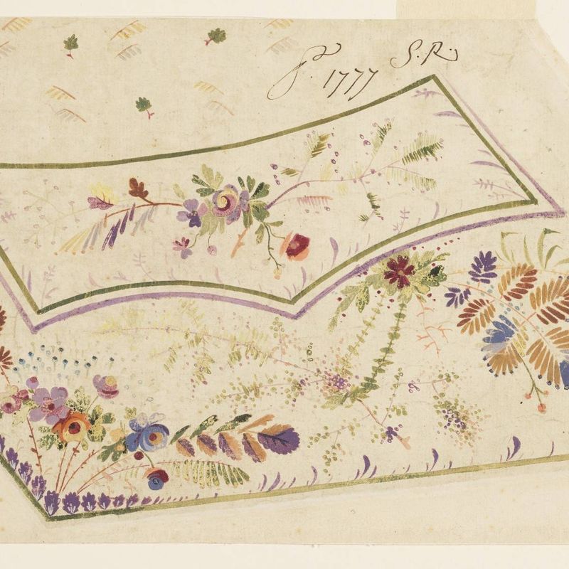 Design for Embroidered Waistcoat, pattern 1777 of the Fabrique de St. Ruf