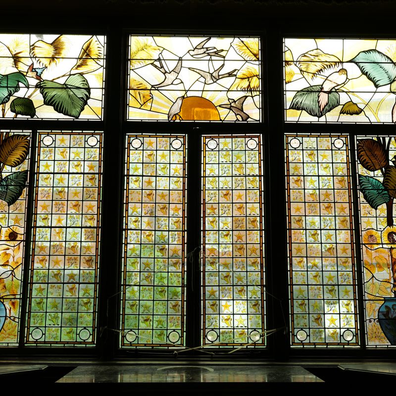 Sunflower stained glass window