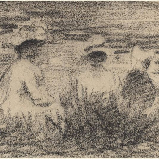 Three Figures Seated in a Meadow, Seen from the Back