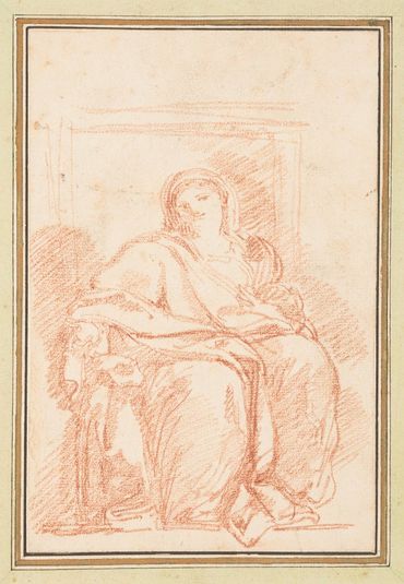 Seated female figure in robes