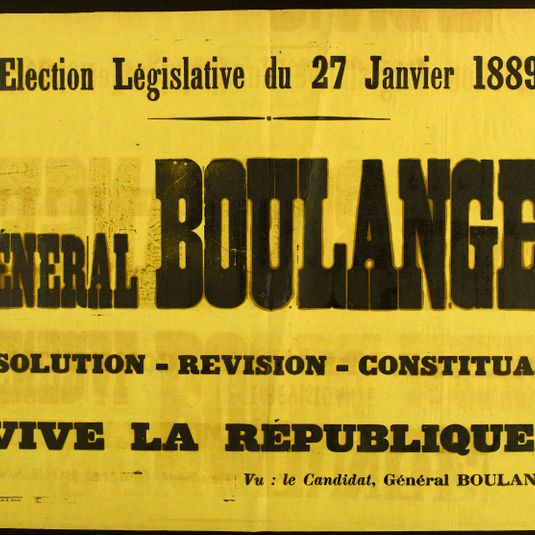 Election Législative du 27 Janvier 1889/ GENERAL BOULANGER/ DISSOLUTION - REVISION - CONSTITUANTE/ VIVE LA REPUBLIQUE !