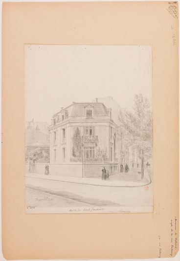 Hôtel de Sarah Bernhardt, avenue de Villiers à l'angle de la rue Fortuny, 1881
