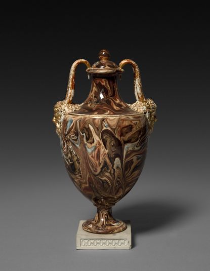 Agateware Vase with Cover