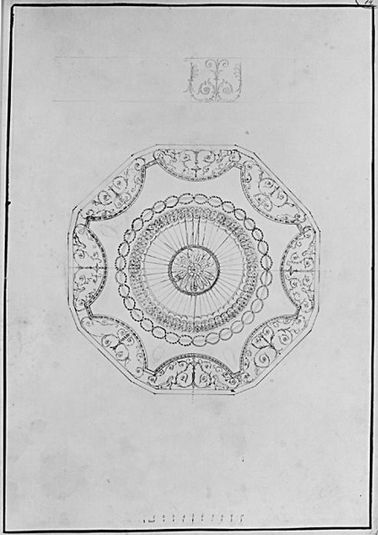 Design for WIthdrawing Room Ceiling at Hagley Park, Staffordshire