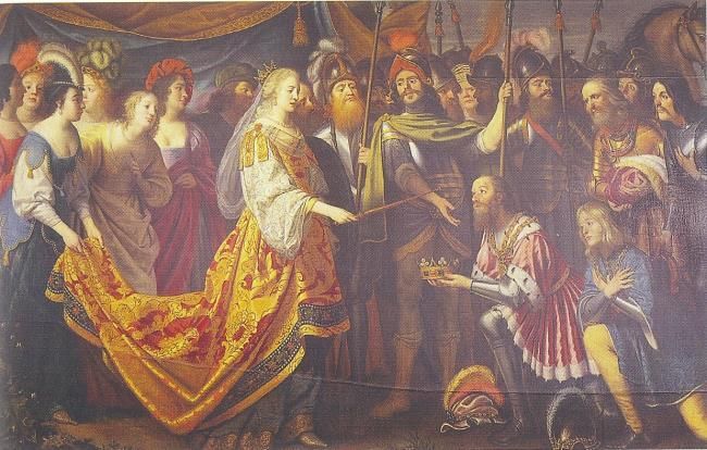 King Albrecht hands over the Swedish crown to Queen Margaret I in 1389