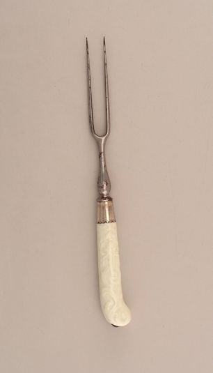 Two-Tined Fork with Porcelain Handle
