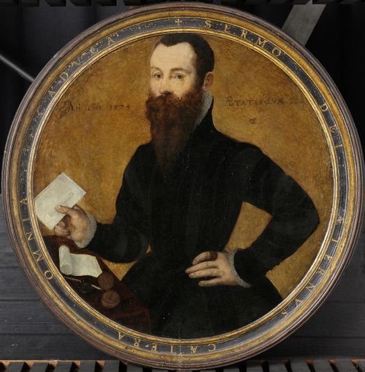 Portret van Adam Wachendorff, met een bellenblazende putto