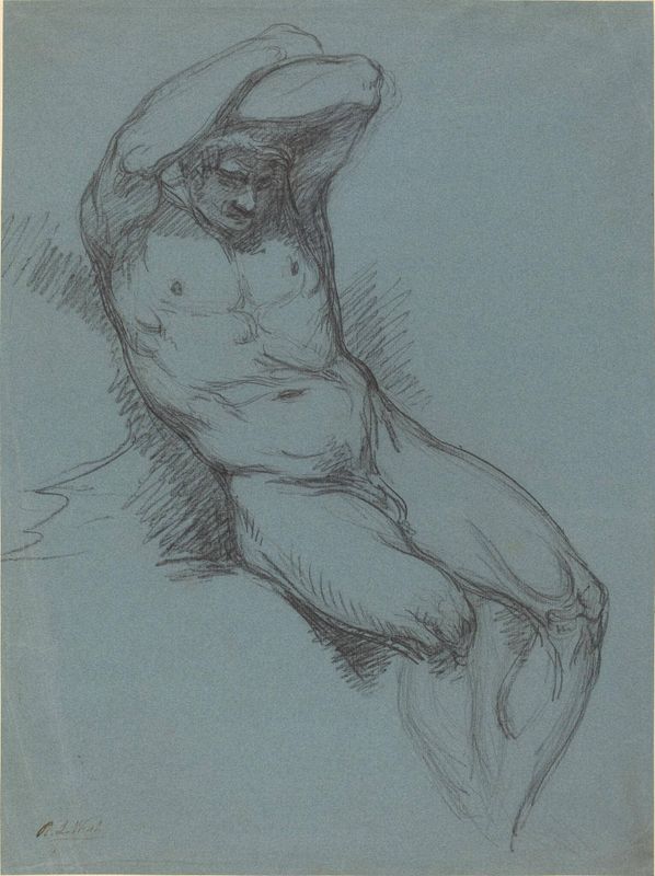 A Seated Male Nude with His Hands Crossed over His Head