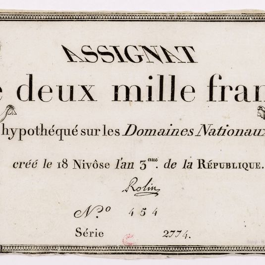 Assignat de 2000 francs, série 2774 - n° 454, 18 Nivôse an 3