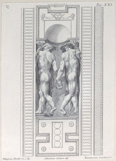Plate 21: two nude figures wearing veils, seen from behind