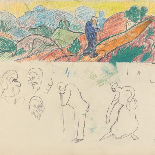 Cave of the Golden Calf: Study for a Mural Decoration, Old Man in Landscape