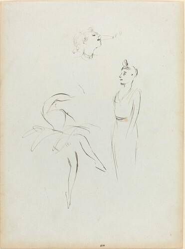 Three Sketches: Dancer and Two Women