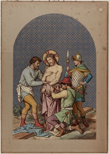 Etude pour le chemin de croix de l'église Notre-Dame-de-la-Croix : Station X : Jésus est dépouillé de ses vêtements