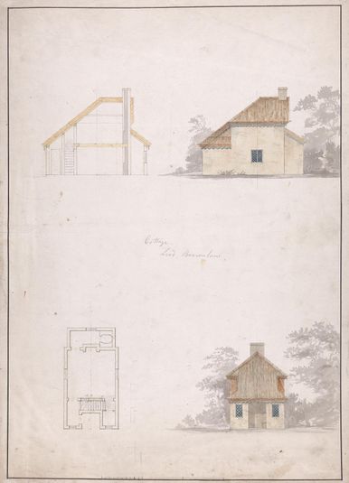 Cottage at Belton House, Lincolnshire: Plan, Section and Elevations