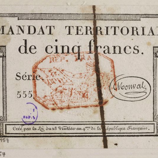 Mandat territorial de 5 francs, 3eme émission, série 555., 28 Ventôse an 4