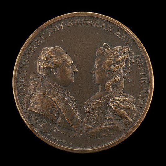 Louis XVI, 1754-1793, and Marie-Antoinette, 1755-1793, King and Queen of France 1774 [obverse]