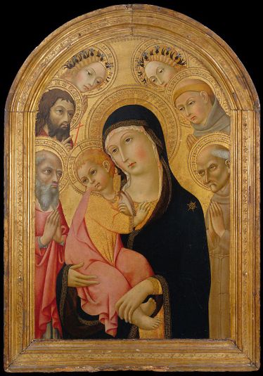Madonna and Child with Saints Jerome, Bernardino, John the Baptist, and Anthony of Padua and Two Angels
