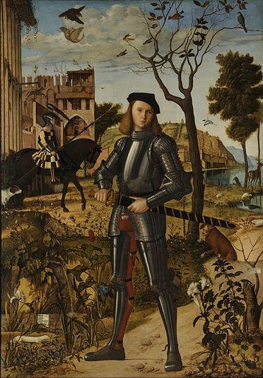 Молодой рыцарь на фоне пейзажа