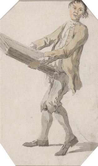 Full-length study of a Man carrying books