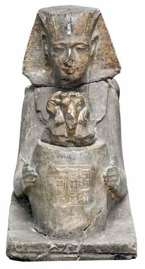 Statue of Ramses II as a Sphinx Offering a Ram-headed Vessel