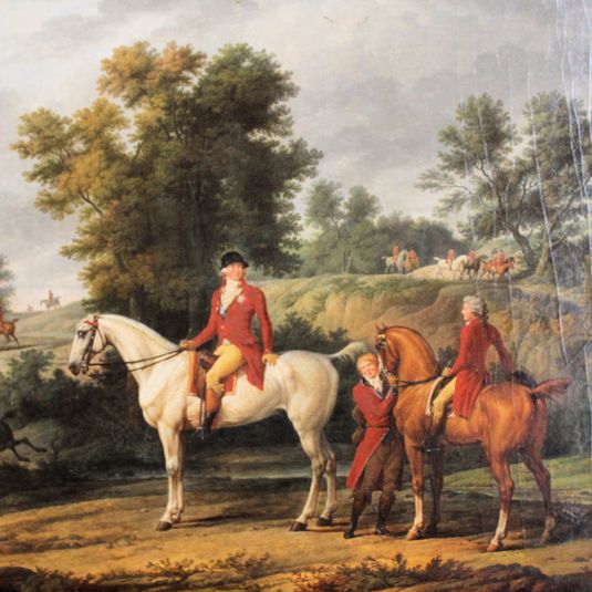 Le duc d'Orléans et son fils le duc de Chartres à un rendez-vous de chasse en 1787