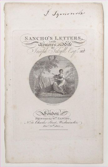 Title Page, "Sancho's Letters, with Memoirs of his Life," by Joseph Jekyll, Esq., M.P.
