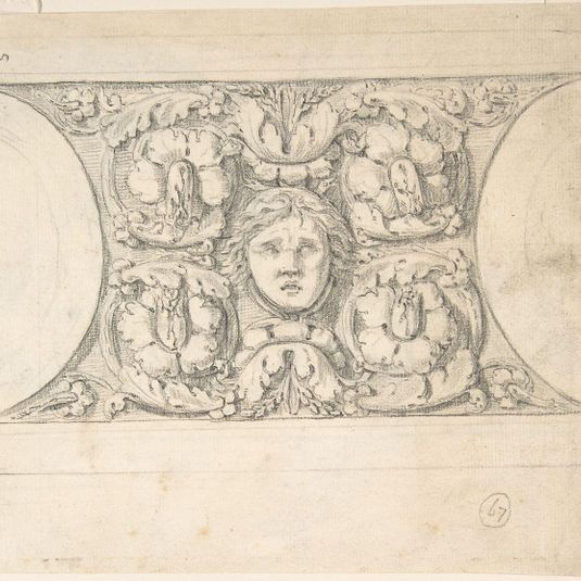 Classical Molding with Human Head, Leaves, Vines and Empty Roundels (recto); Detail of Classical Molding with Eagle In front of a Wreath with Ribbon Below (verso)