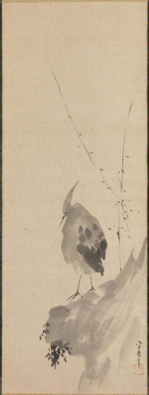 Heron on a Rock [right of a triptych of Scholar with Heron and Myna]
