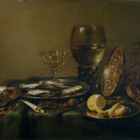 Still Life with Silver Glass and Clock