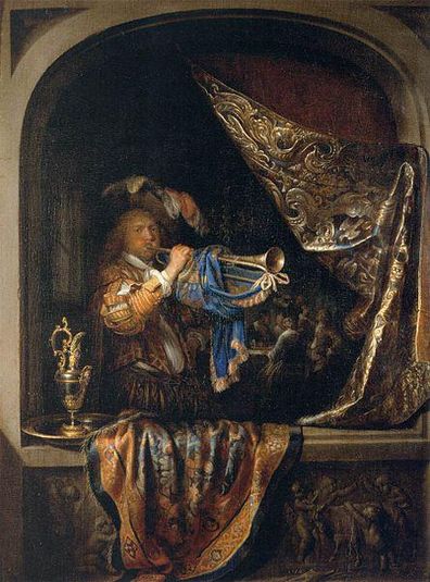 Trumpet Player in front of a Banquet