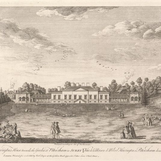 A View of the Earl of Harrington's House towards the Garden at Petersham in Surry