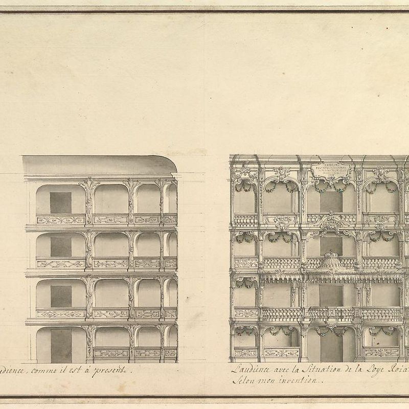 Elevation of Boxes and Royal Box as Presently Constituted and According to New Design