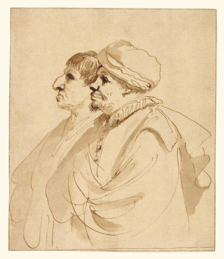Caricature of Two Men Seen in Profile